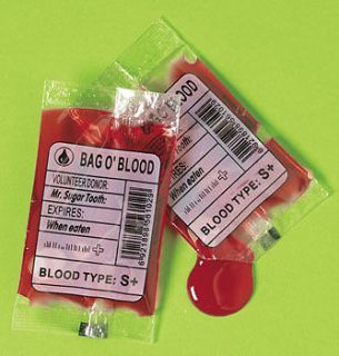 12 Blood Bags Candy filled HALLOWEEN party favor treats