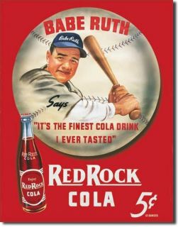 Newly listed Babe Ruth Red Rock Cola Sign Sports Soda Tin Baseball