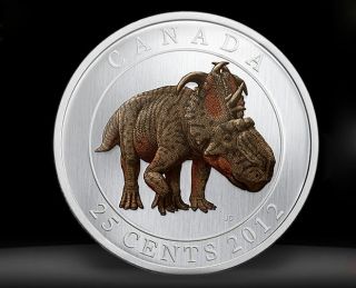 2012 Canada Dinosaur   25 Cent Glow in the dark Coin 1st in series of 