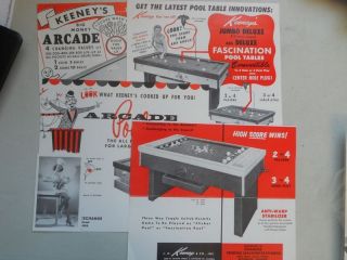 Vintage Keeneys Pool Tables Arcade Coin Operated Brochure ORIGINAL