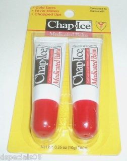 CHAP ICE Medicated Lip Balm 2 Pk Cold Sores Fever Blisters Chapped 