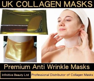 Premium Collagen Crystal Neck Masks Anti Ageing Skin Care Gold White 