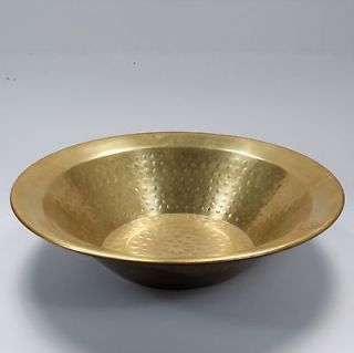 Large Heavy Solid Brass Hammered Bowl 11