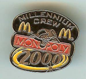 Mc Donalds Millennium Crew 2000 Monopoly Pin Collector Lapel Hat