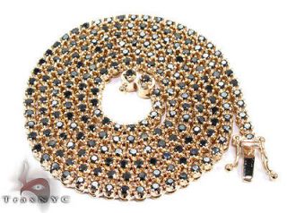 Mens Diamond Chain Round Cut Black Color AAA Necklace 10k Yellow Gold 