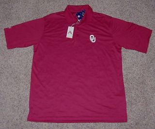 New   Oklahoma Sooners Antigua Brand 3 Button Polo Golf Shirt   Adult 