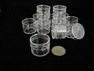 144 clear Plastic Boxes Round shape 1 inch diameter for contain small 