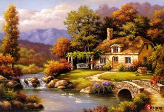 EDUCA 8000 Piece Jigsaw puzzles Cottage by the River / Sung Kim