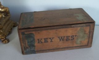 Vintage 1890s antique wood box.Key West The Worlds Famous Cigars 