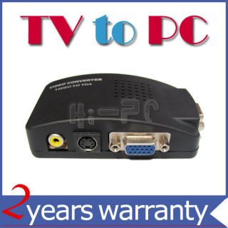 TV RCA Composite S video AV In to PC VGA LCD Out Converter Adapter Box 