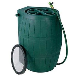 Achla 54 Gallon Green Plastic Rain Barrel With Screen