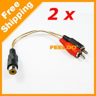 2x RCA Audio/Video Y Splitter Cable Adapter 1 Female to 2 Male Adapter 