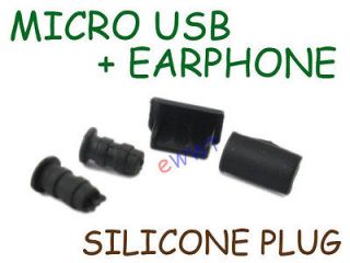2x MicroUSB +3.5mm Jack Silicon Dust Cover for Samsung i9000 i9100 
