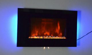 36 inch Wall Mount Modern Electric Fireplace Heater LED Remote Control 