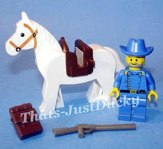 Lego minifig Cavalry Lieutenant w Horse, Saddle, Rifle & Backpack FREE 