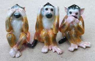 Figurine Wild Animal Ceramic Statue 3 Monkey No Evil