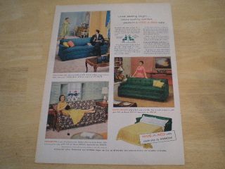 1956 Simmons Hide A Bed Sofa Large Ad Lower Seating Height Luxury 