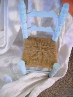 vintage doll chair furniture baby blue painted rope seat 12 old