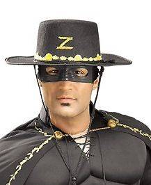 Adult Hats Halloween Accessory Black Zorro Costume Hat