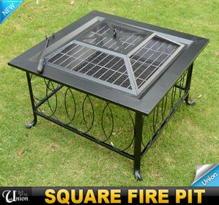   Metal Deck Fire Pit Garden Stove Backyard With Proof Cover Free Poker