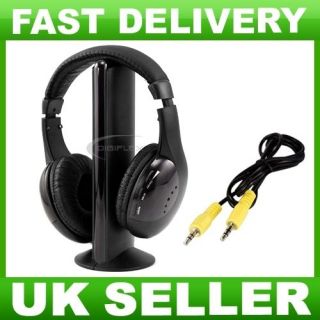   Wireless Cordless RF Headphones Headset with Mic for PC TV Radio UK