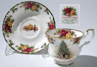 OLD COUNTRY ROSES CHRISTMAS MAGIC 1 CUP + SAUCER ROYAL ALBERT ENGLAND 