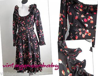 vintage 70s VICTOR COSTA Floral TULIP boho ruffle pleated dolly party 