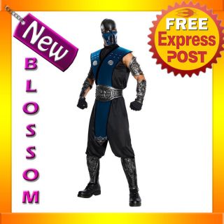 C325 Mens Mortal Kombat Subzero Ninja Fancy Halloween Costume Outfit 
