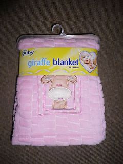 Plush Embroidered Baby Giraffe Blanket 76x102cm Gift Girl Pram Cot NEW