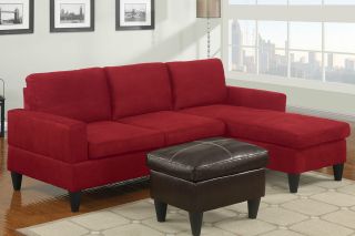   Sofa Sectional couch in Red Microfiber couches W/ Free Ottoman
