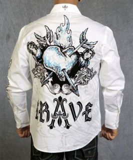 Crave by Rebel Spirit Mens Long Sleeve Shirt NWT C010 White
