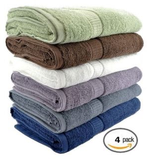 LUXURY COMBED COTTON BATH TOWELS, 2 HAND TOWELS AND 4 WASHCLOTHS 