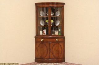 Drexel Curved Glass Vintage Mahogany Corner Cabinet