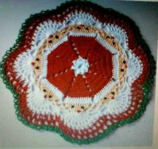 Handmade Crochet Christmas Doily 10 (Santas)