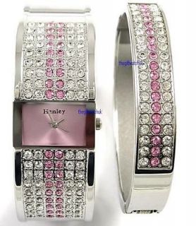   Genuine Czech Pink Crystal Watch & Bangle Ladies New Gift Set