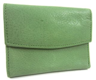   Kiwi Green Leather Zip Back Midi Mini Small Coin Purse Wallet