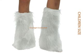   Size White Fluffies Leg Warmers Yeti Halloween Costume Boot Covers