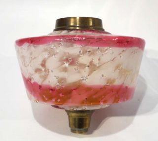 Rare Victorian Antique Mottled White & Ruby Glass & Silver Flake Oil 