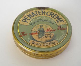 1940s VINTAGE GERMAN CHILD CREAM TIN BOX   PENATEN