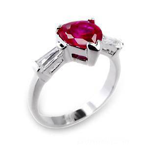 Sterling Silver 1 CT. Heart Shaped Ruby CZ Ring FSH