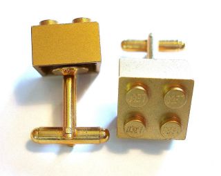 Gold colour LEGO Brick Cufflinks Gold Plated backs New