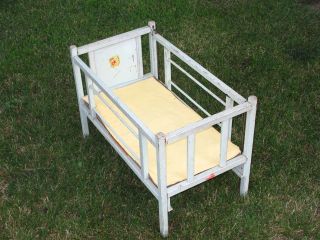   Shabby Happi Time Decal Wood Toy Baby Doll Crib Cradle Bed Chic