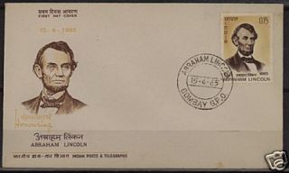 INDIA 1965 ABRAHAM LINCOLN FDC
