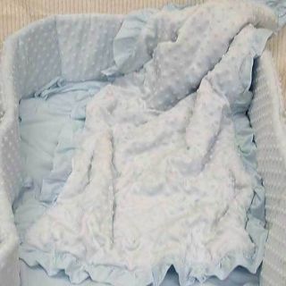 Heavenly Soft Solid Blue 3 Piece Cradle Bedding Set by American 