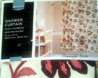 Target Home Spice Jacobean fabric shower curtain blue khaki tan plum 