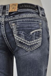   Idol Boot Cut Jeans with White stitching and Pattern Design. SZ 0 15