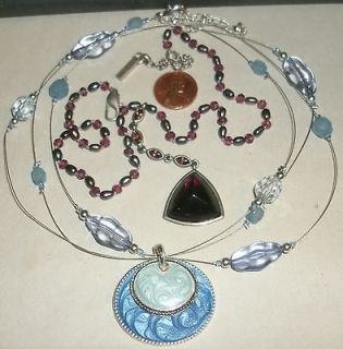   COLE Necklaces   Blue enamel & glass   Purple glass & Tahitian pearls
