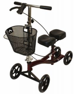 Roscoe Steerable Knee Crutch Walker Mobility Scooter Burgundy NEW 