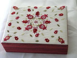Silk Embroidered Jewelry Box Emanuel Pomegranate Gift Made in 