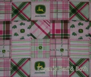   Tractor Madras Patches Pink White Green Custom Sewn Curtains Drapes